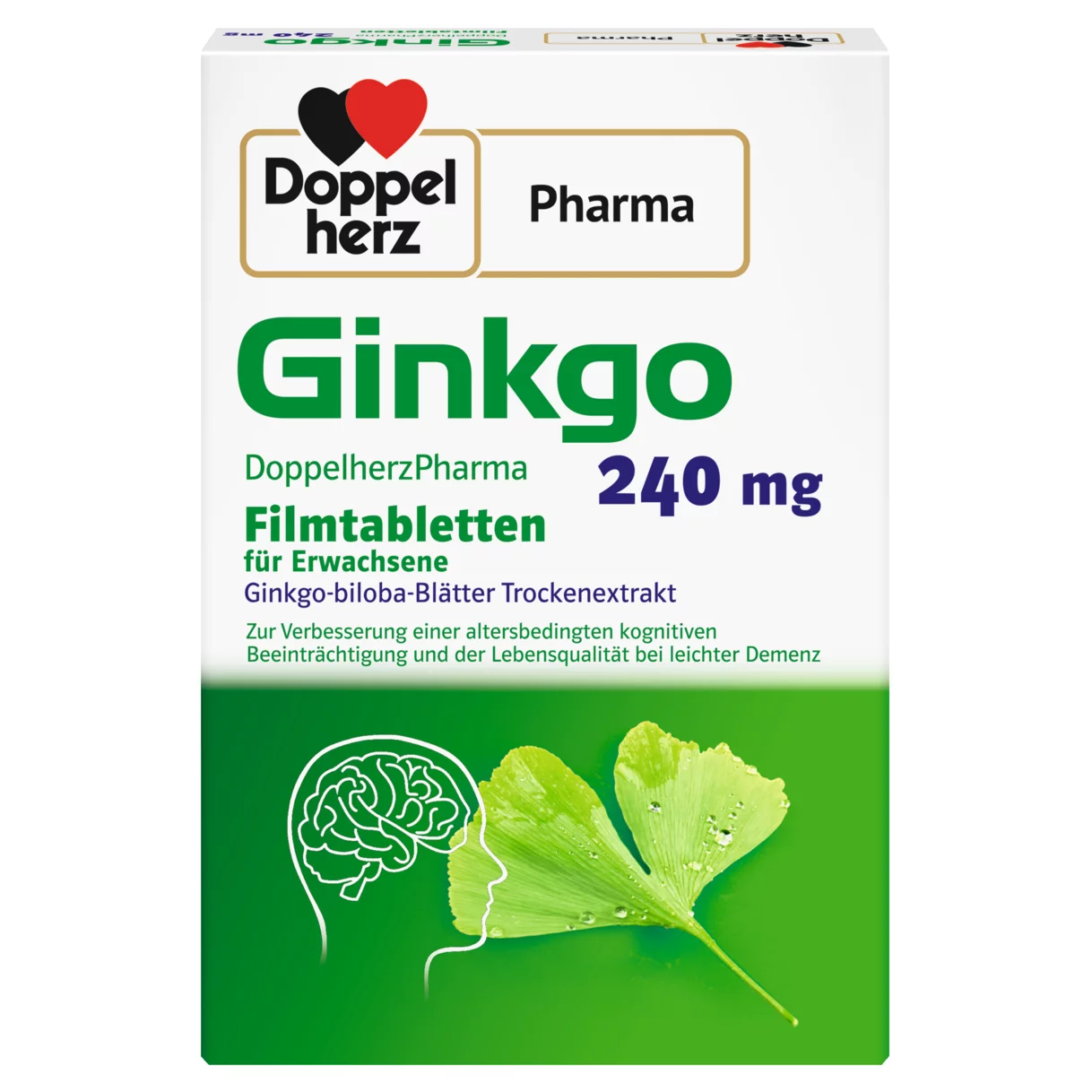 Abbildung der Produktverpackung DoppelherzPharma Ginkgo DoppelherzPharma 240 mg Filmtabletten Rückansicht